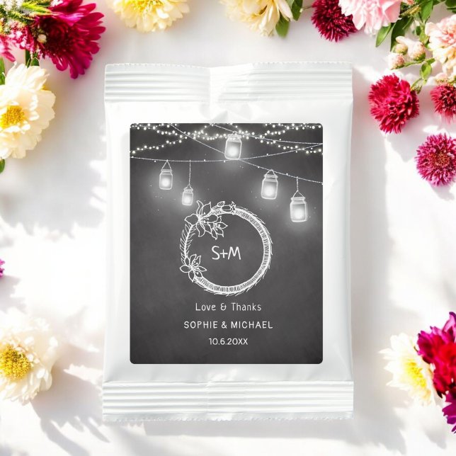 Black White Wedding Mason Jar String Lights Margarita Drink Mix (Creator Uploaded)