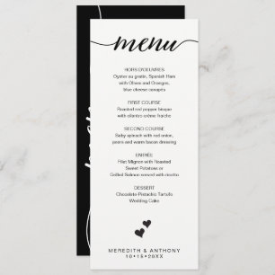 Black White Wedding Menu Calligraphy minimalist