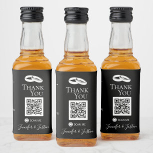 Black White Wedding Mini Alcohol Wedding Favors Liquor Bottle Label