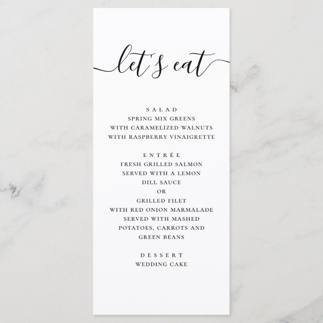 Black & White Wedding | Minimalist Clean Modern Menu (Front)