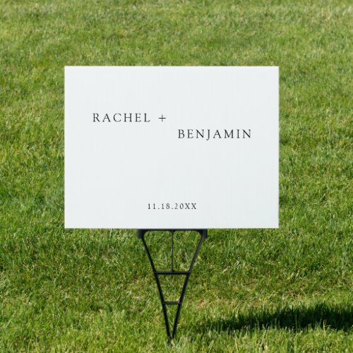 Black White wedding Minimalist Traditional Simple  Sign