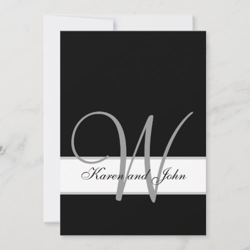 Black, White Wedding Monogram Initial Invitation