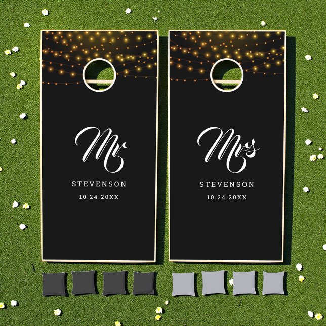 Black White Wedding Mr Mrs Cornhole Set (Creator Uploaded)