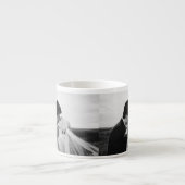 Black & White Wedding or 2 Photo Faux Panoramic Espresso Cup (Front)
