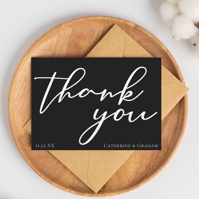 Black White Wedding Personalized Minimalist Thank You Card (Creator Uploaded)