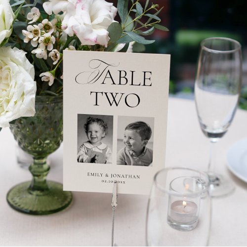 Black White Wedding Photo Bride & Groom Table Card