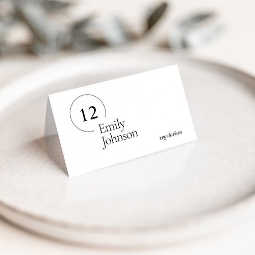 Black  White Wedding Place Cards With Meal Choice