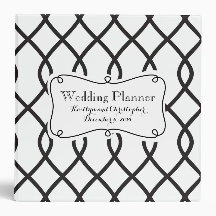 Black &amp; White Wedding Planner 3 Ring Binder | Zazzle