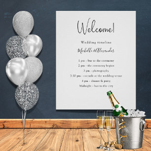 Black white wedding program details foam board