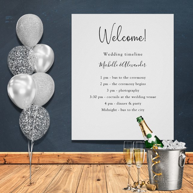 Black white wedding program details foam board (Creator Uploaded)