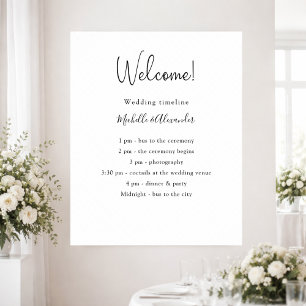 Black white wedding program details poster