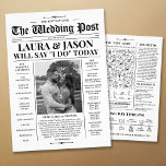 Black White Wedding Program   Timeline Newspaper<br><div class="desc">Make your wedding stand out from the ordinary with this beautiful classic newspaper program. Looking for a unique way to display your wedding program? Your guests will be impressed and will enjoy reading your special wedding newspaper. The timeline icons can be moved to customize the program according to your planned...</div>