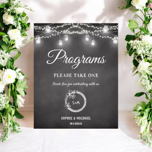 Black White Wedding Programs Sign Poster