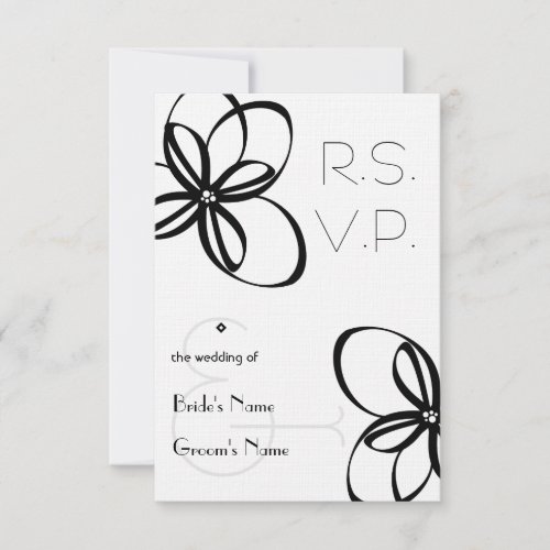 Black &amp; White Wedding R.S.V.P. RSVP Card