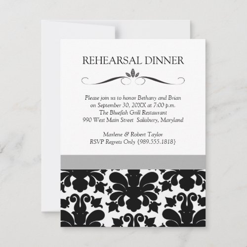 Black &amp; White Wedding Rehearsal Dinner Invitations