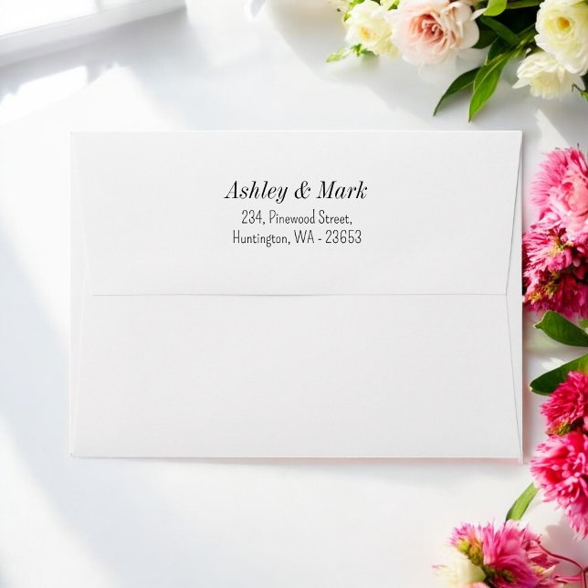 Black White Wedding Return Address   Envelope (Creator Uploaded)
