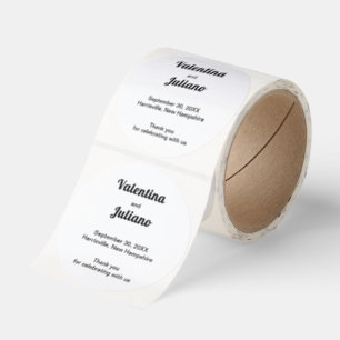 Black & White Wedding Roll of Round Favor Sticker