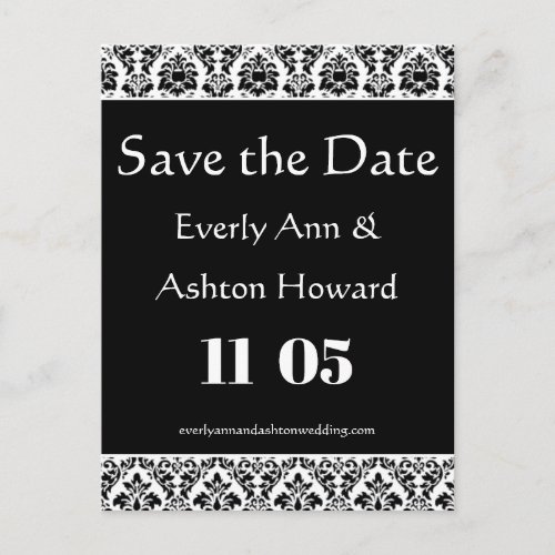 Black  White Wedding Save the Date  Invitation Postcard