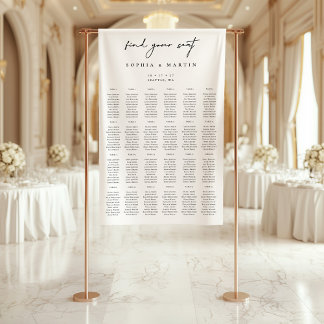 Black & White Wedding Seating Chart 240 Guests  Banner