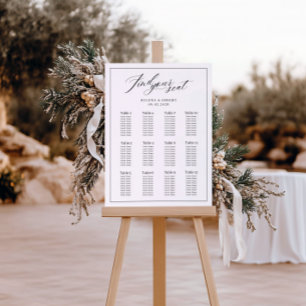 Black & White Wedding Seating Chart with Script