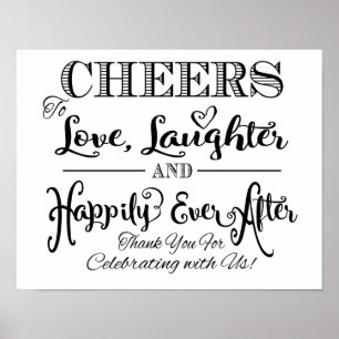 Black & white wedding sign Happily Everafter print