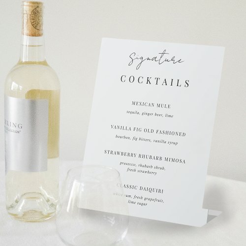 Black  White Wedding Signature Cocktail Menu Sign