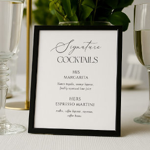 Black & White Wedding Signature Cocktails Poster