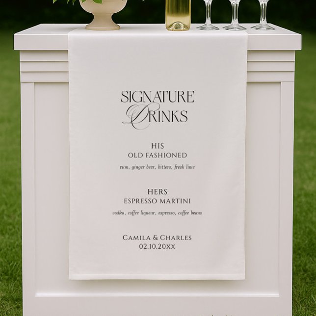 Black & White Wedding Signature Drinks Fabric Sign (Creator Uploaded)