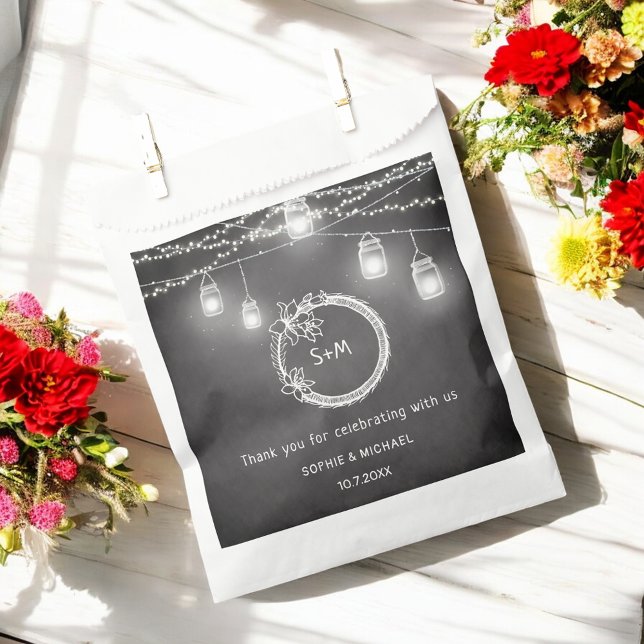 Black White Wedding String Lights  Favor Bag (Creator Uploaded)