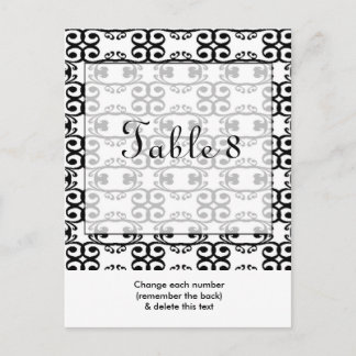 Black White Wedding Table Number Postcard