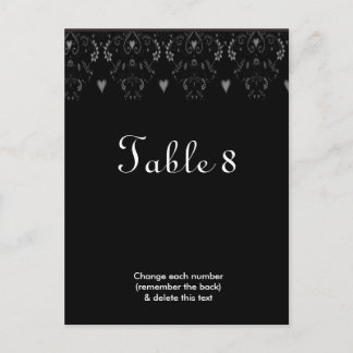 Black White Wedding Table Number Postcard
