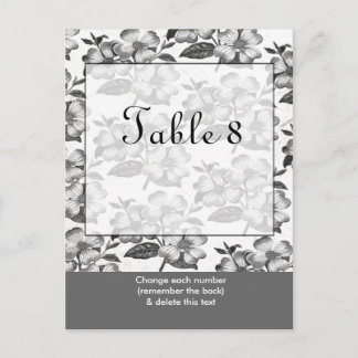 Black White Wedding Table Number Postcard
