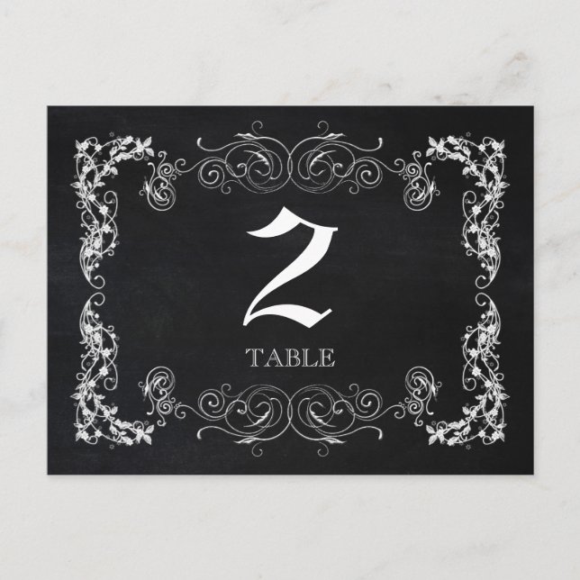 Black & White Wedding Table Numbers (Front)