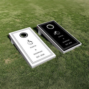 Black White Wedding Team Game Cornhole 