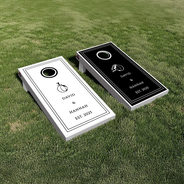 Black White Wedding Team Game Cornhole  (Creator Uploaded)