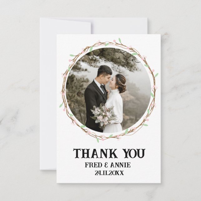 Black & White Wedding Thank You Cards (Front)