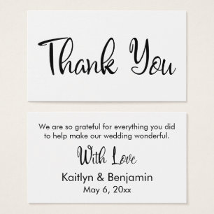 Black White Wedding Thank You Favor Tag Card