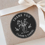 Black & White Wedding Thank You Mason Jar Flowers Classic Round Sticker<br><div class="desc">Create Your Own Wedding Thank You Round Sticker. For more advanced customization of this design,  Please click the "Customize" button above!</div>