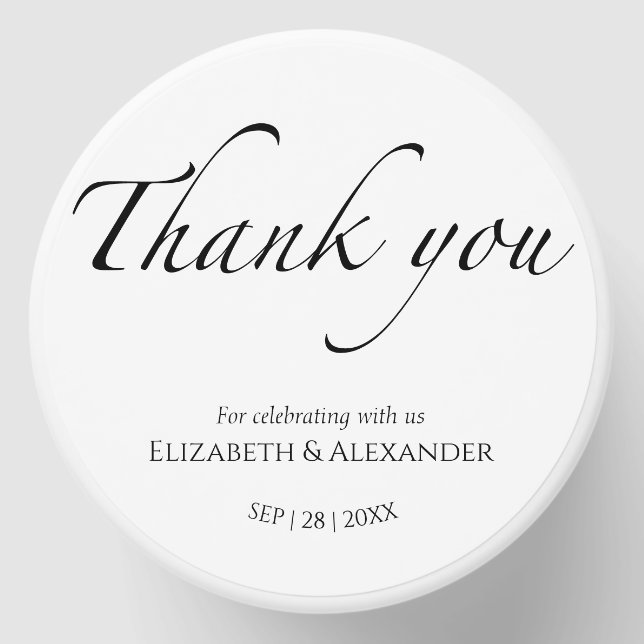 Black & White Wedding thank you Sticker Mini Candle Favors (Front)