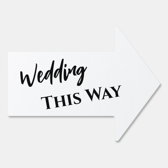 Black & White Wedding This Way Simple Arrow Sign (Back)