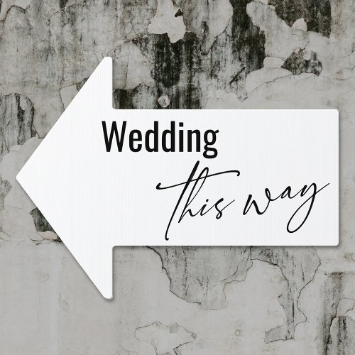 Black White Wedding This Way Simple Arrow Sign