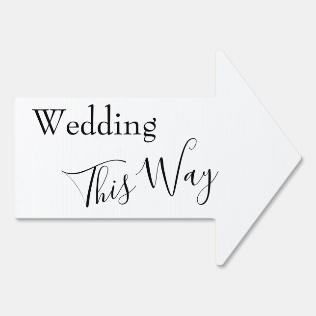 Black & White Wedding This Way Simple Arrow Sign (Back)
