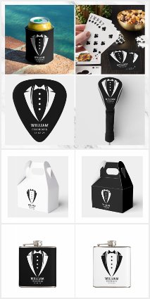 Black & White Wedding Tuxedo Groomsmen Gifts