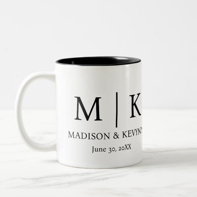 Black & White Wedding Two-Tone Coffee Mug (Left)