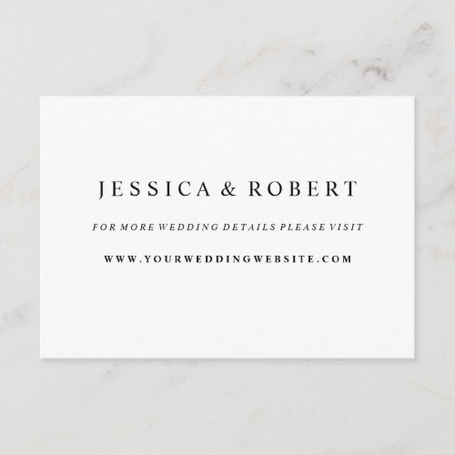 Black  White Wedding Website Insert Card