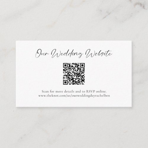 Black White Wedding Website QR Code Minimalist Enclosure Card