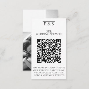 Black & White Wedding Website QR Code Photo Rsvp Enclosure Card