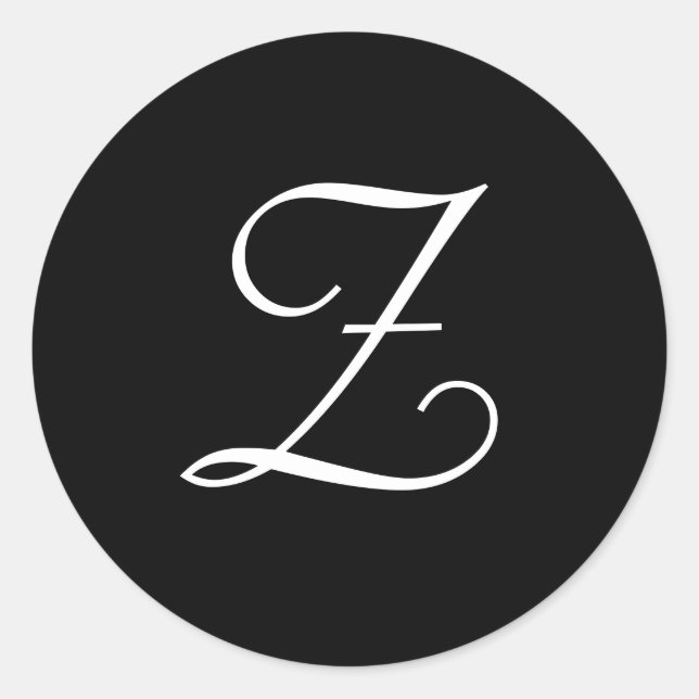 Black White Wedding Z Monogram Stickers (Front)
