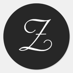 Black White Wedding Z Monogram Stickers