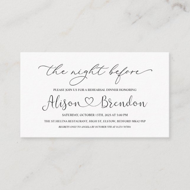 Black White Welcome to the Night Before Enclosure  Card (Front)